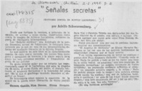 "Señales secretas"  [artículo] Adolfo Schwarzenberg.