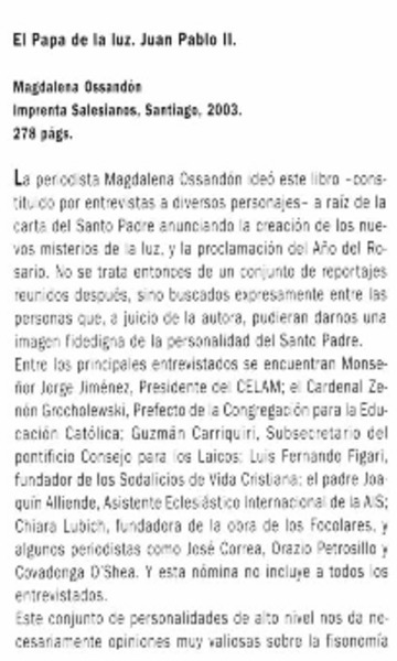El Papa de la luz, Juan pablo II