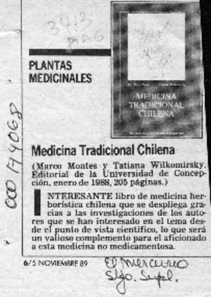 Medicina tradicional chilena  [artículo] Raúl Silva Vargas.