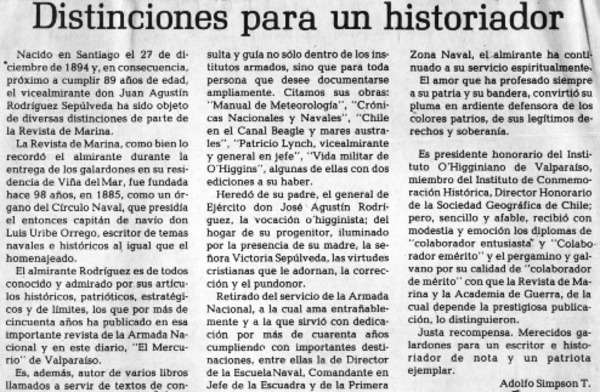 Distinciones para un historiador