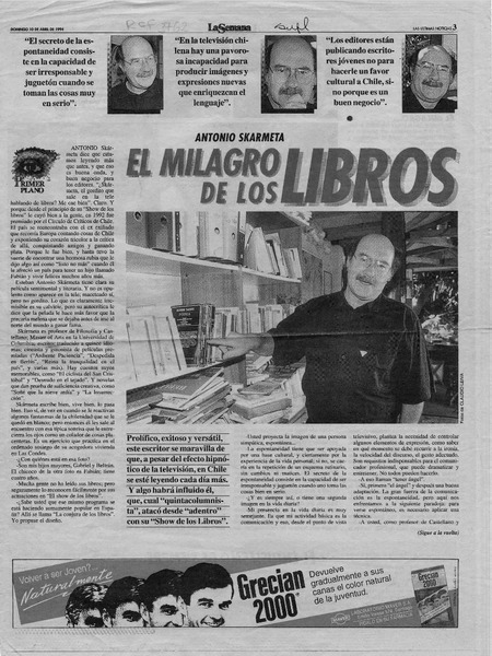 El milagro de los libros  [artículo] Juan Gana.