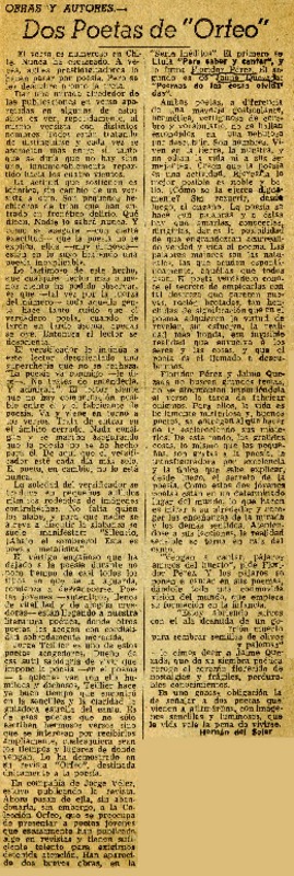 Dos poetas de "Orfeo"  [artículo] Hernán del Solar.