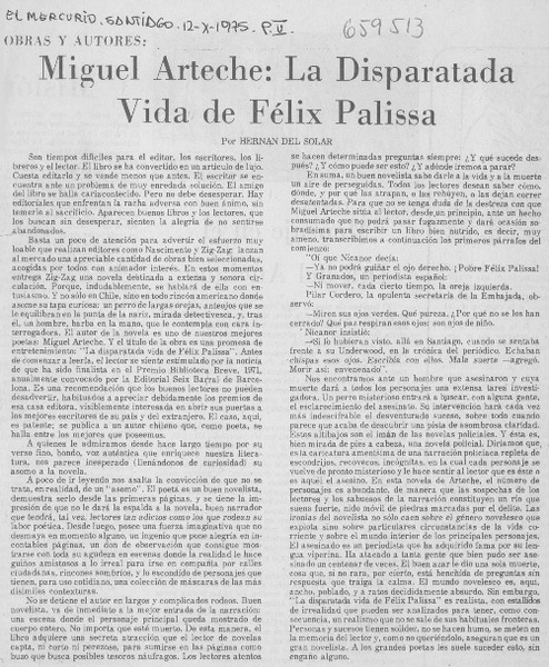 Miguel Arteche: La disparatada vida de Félix Palissa