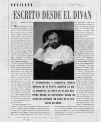 Escritor desde el diván  [artículo] Marcelo Soto.