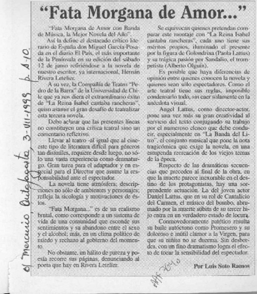 "Fata morgana de amor --"  [artículo] Luis Soto Ramos.