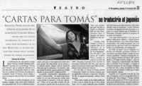 "Cartas para Tomás" se traducirá al japonés  [artículo] Romina de la Sotta