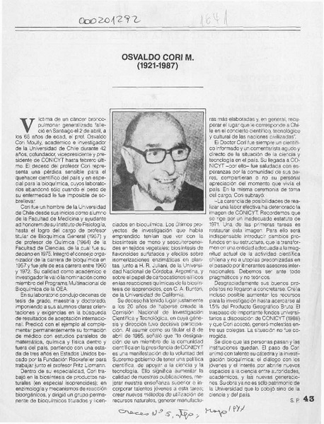 Osvaldo Cori M. (1921-1987)  [artículo] S. P.