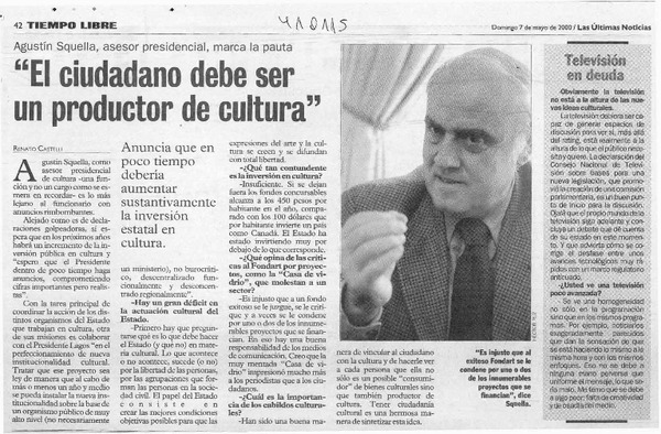 "El ciudadano debe ser un productor de cultura"  [artículo] Renato Castelli