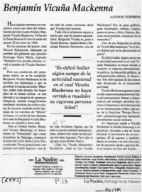 Benjamín Vicuña Mackenna  [artículo] Alfonso Stephens.