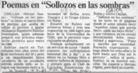 Poemas en "Sollozos en las sombras"  [artículo] Héctor Suazo.