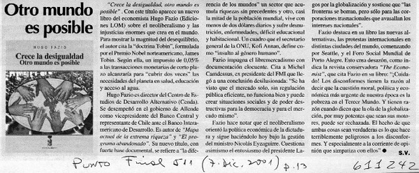 Otro mundo es posible  [artículo] S. V.