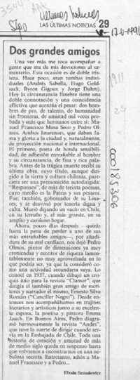 Dos grandes amigos  [artículo] Efraín Szmulewicz.
