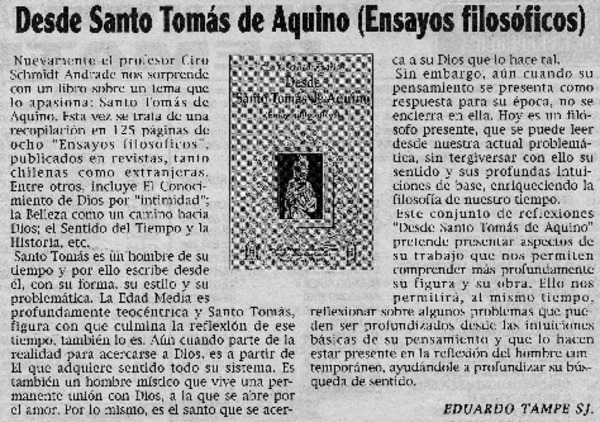 Desde Santo Tomás de Aquino (Ensayos filosoóficos)