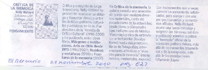 Crítica de la memoria