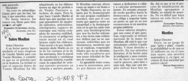 Sobre Moulian  [artículo] Guillermo Tejeda.