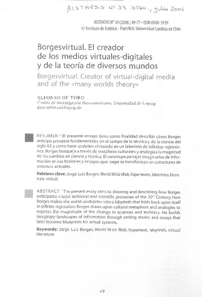 Borgesvirtual. El creador de los medios virtuales-digitales y de la teoría de diversos mundos