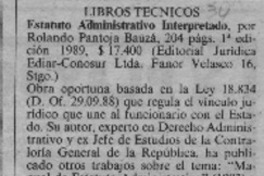 Estatuto Administrativo Interpretado  [artículo] Osvaldo Torres-Ahumada.