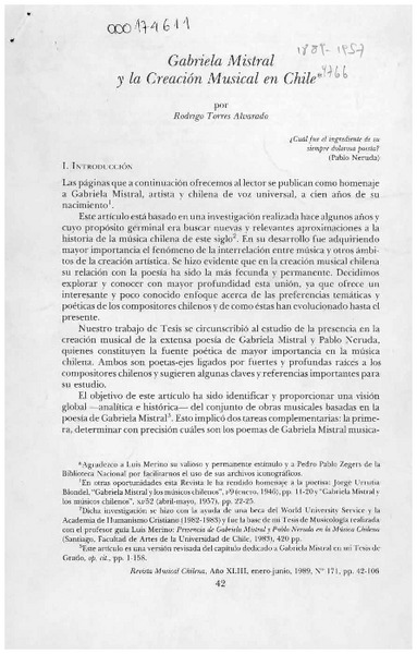 Gabriela Mistral y la creación musical en Chile
