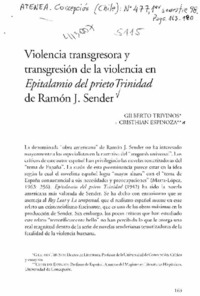 Violencia transgresora y transgresión de la violencia en Epitalamio del prieto Trinidad de Ramón J. Sender  [artículo] Gilberto Triviños <y> Christian Espinoza