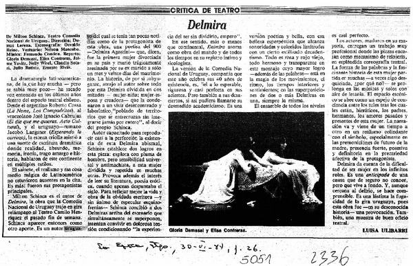 Delmira  [artículo] Luisa Ulibarri.