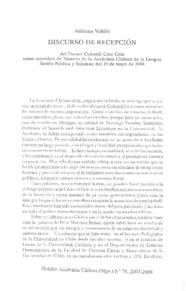 Discurso de recepción