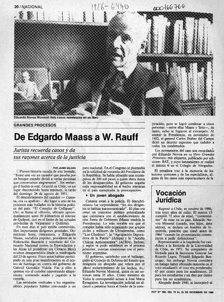 De Edgardo Maass a W. Rauff  [artículo] Jaime Valdés.
