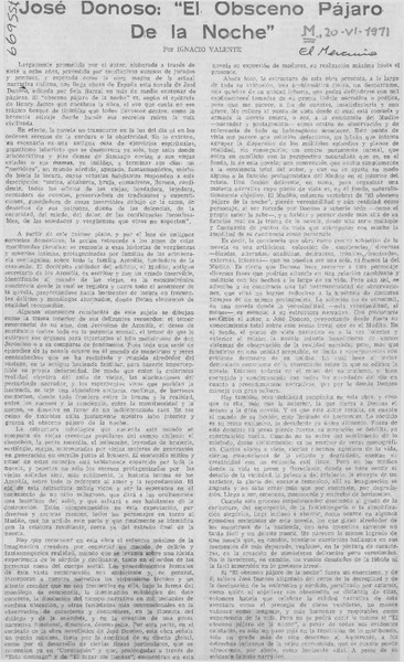 José Donoso, "El obsceno pájaro de la noche"