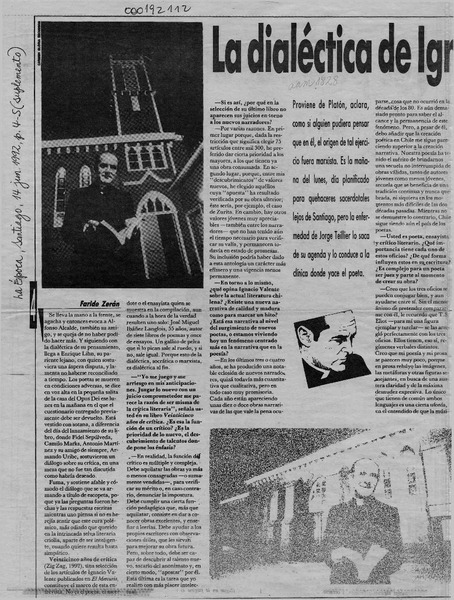 La dialéctica de Ignacio Valente  [artículo] Faride Zerán.