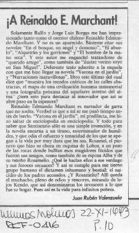 A Reinaldo E. Marchant!  [artículo] Juan Rubén Valenzuela.