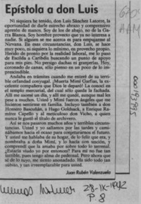 Epístola a don Luis  [artículo] Juan Rubén Valenzuela.