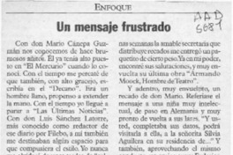 Un mensaje frustrado  [artículo] Juan Rubén Valenzuela.