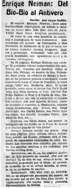 Enrique Neiman, Del Bío-Bío al antivero