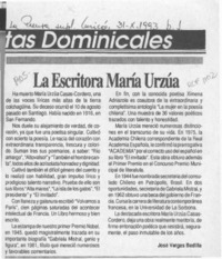 La escritora María Urzúa  [artículo] José Vargas Badilla.