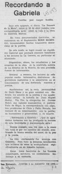 Recordando a Gabriela