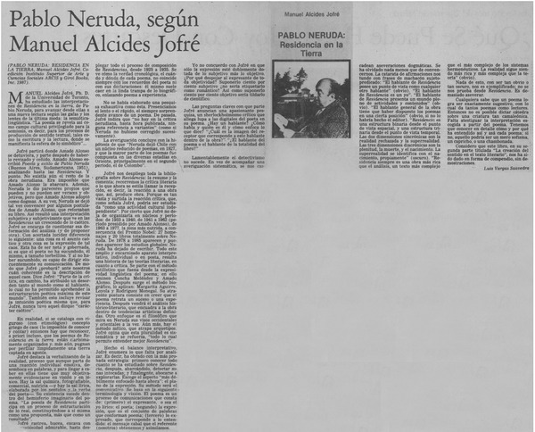 Pablo Neruda, según Manuel Alcides Jofré