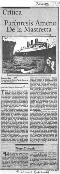 Paréntesis ameno de la Mastretta  [artículo] Luis Vargas Saavedra.
