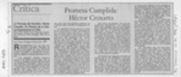 Promesa cumplida, Héctor Croxatto  [artículo] Luis Vargas Saavedra.