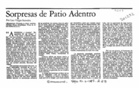 Sorpresas de patio adentro  [artículo] Luis Vargas Saavedra.