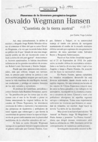 Osvaldo Wegmann Hansen  [artículo] Carlos Vega Letelier.