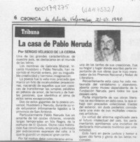 La casa de Pablo Neruda  [artículo] Sergio Velasco de la Cerda.