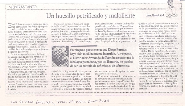 Un huesillo petrificado y maloliente