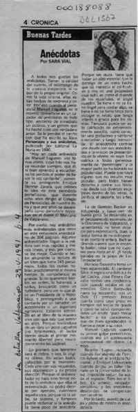 Anécdotas  [artículo] Sara Vial.