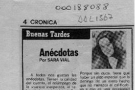 Anécdotas  [artículo] Sara Vial.