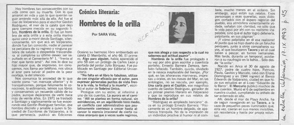 Hombres de la orilla  [artículo] Sara Vial.