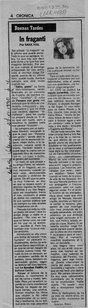 In fraganti  [artículo] Sara Vial.