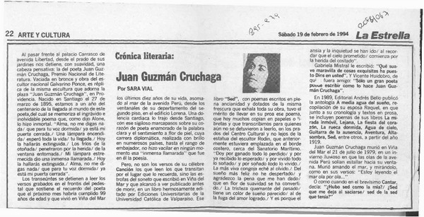 Juan Guzmán Cruchaga  [artículo] Sara Vial.