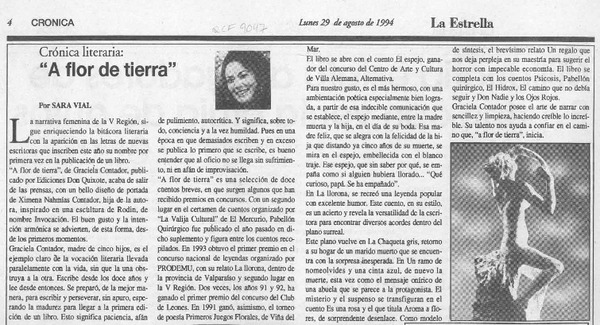 "A flor de tierra"  [artículo] Sara Vial.