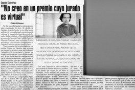 "No creo en un premio cuyo jurado es virtual"  [artículo] Ximena Villanueva