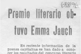 Premio literario obtuvo Emma Jauch