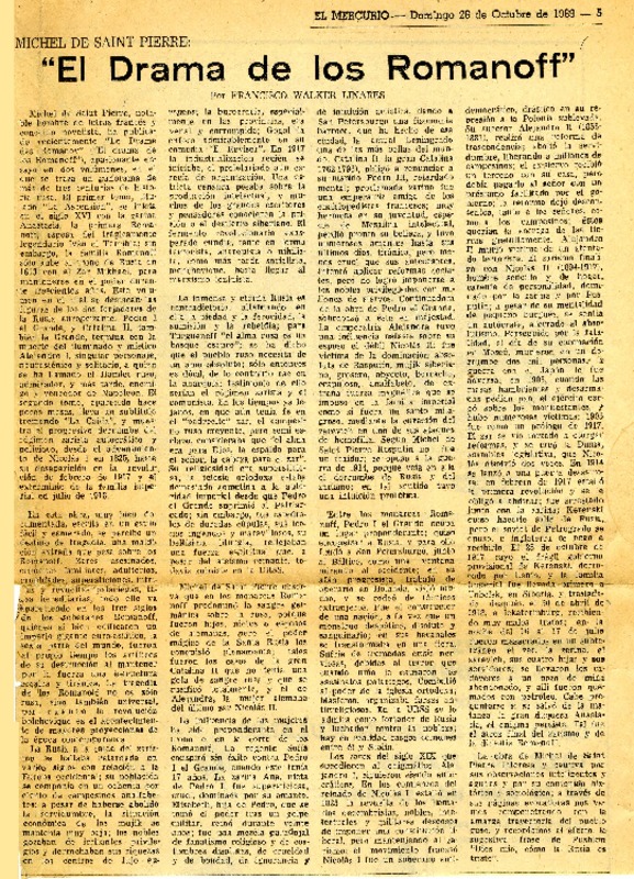 "El Drama de los Romanoff"  [artículo] Francisco Walker Linares.